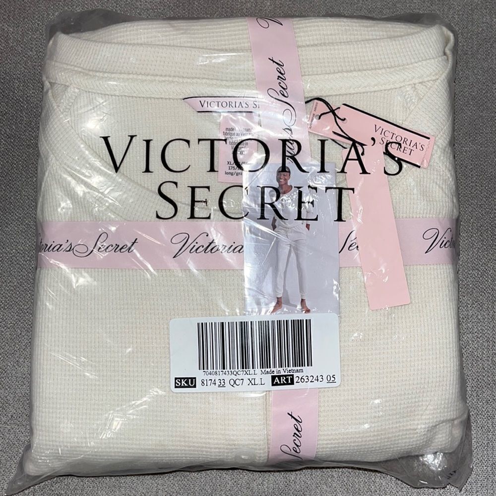 Nwt Victoria’s Secret waffle weave thermal long sleeve 2pc pajamas pants set